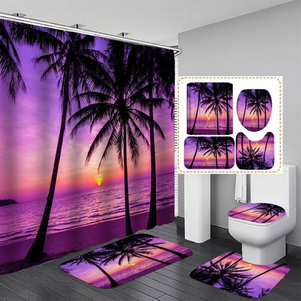 Home Decor Waterproof Shower Curtain Set Toilet Covers Bath Mats for Bathroom Non Slip Rug Carpet Bathroom Decor Bathroom mask