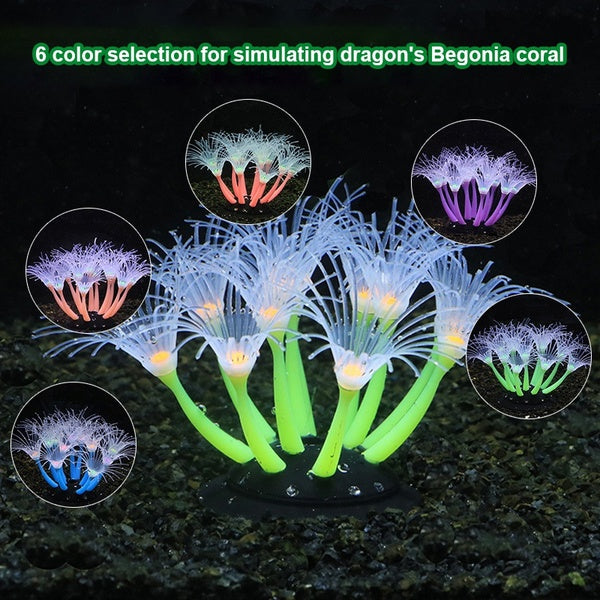 Silicone Glowing Artificial Fish Tank Aquarium Coral Plants Underwater Ornament Simulation Aquatic Sea Plants Decoration