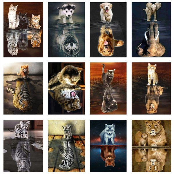 Abstract Modern Wall Painting Animal Cat and Tiger Home Decorative Art Picture Canvas Oil Painting (no Framed)