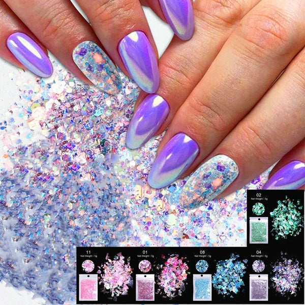 Broken Holographic Nail Glitter Flakes Shining Glitter Sequin for Nail Art Paillette Manicure 3D DIY Nail Art Decorations