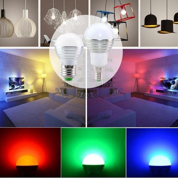 AC85-265V Led Bulb Lamp Bomlillas E27 E14 3W Colorful Lampada Ampoule RGB Led Light Flashlight Dimmable Globe Bulbs Home Decor