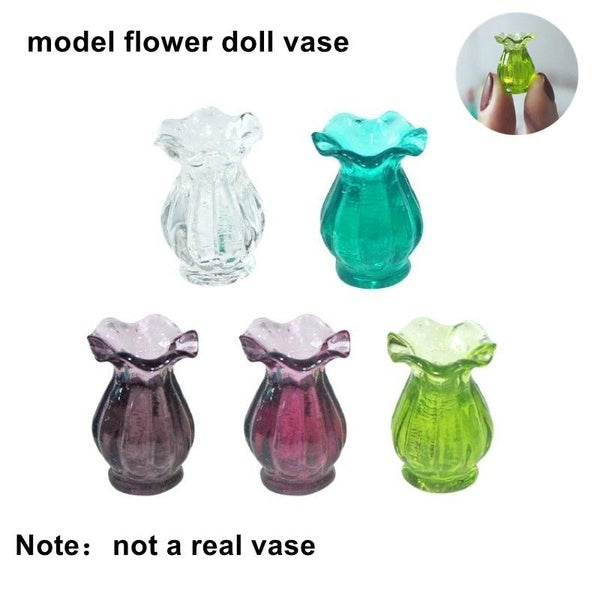 1-12 Dollhouse Miniature Vase Accessories Mini Resin Vase Simulation Flower Arrangement Model Toys Doll House Decoration Matron Inn