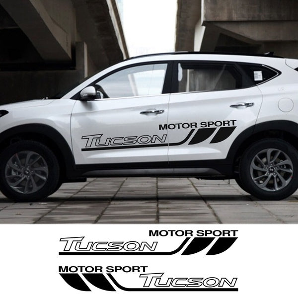 2PCS Sport Car Decals Door Side Trim Stickers For Hyundai Tucson Car Both Sides Graphic Vinyl Film Auto Body Decor Accessories