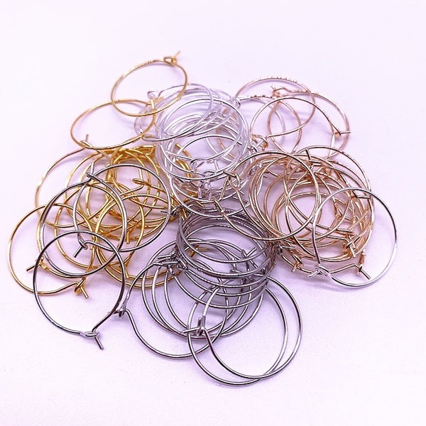 30pcs-lot 20 25 30 35mm Gold-Silver Hoops Earrings Big Circle Ear Wire Hoops Earrings Wires DIY Jewelry Making