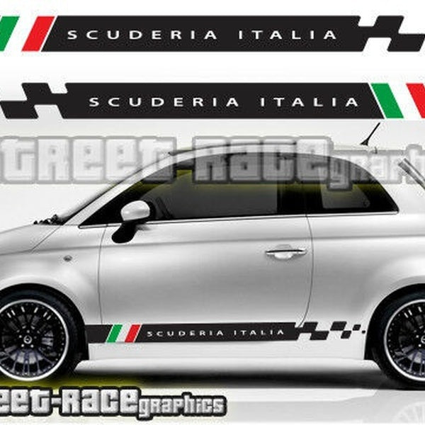 x2 Fiat 500 side racing stripes 018 Scuderia Italia decals vinyl graphics stickers