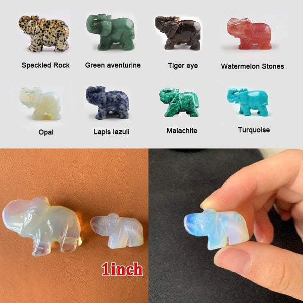 Naturel Sculpté Chanceux Éléphant Jade Pierre Éléphant Statue Ornement Artisanat Décoration (taille: 1 pouce-1.3 pouce)