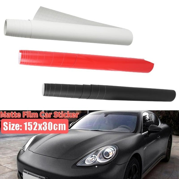 152x30cm Matte Black-White-Red Vinyl Film Car Wrap Foil Sticker Vehicle Wraps Console Computer Phone Cover Skin