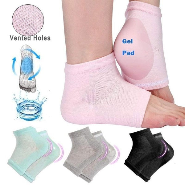 1-5 Pairs Vented Moisturizing Gel Heel Socks Open Toe Heel Protectors Socks Plantar Relief Ankle Socks for Foot Care Treatment