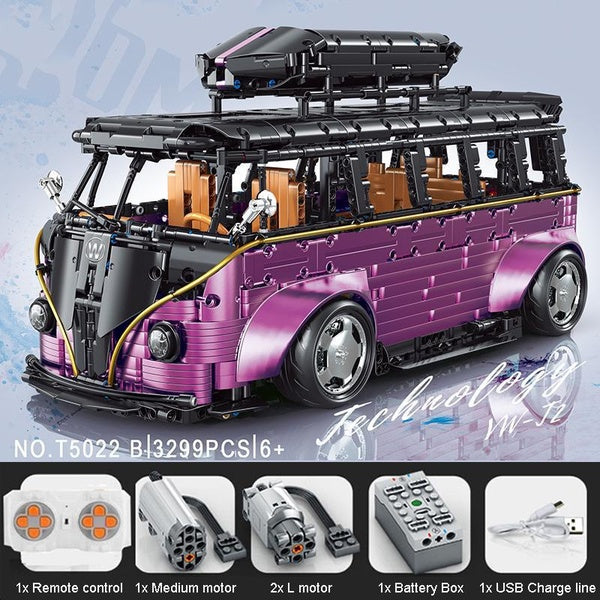 New 3299pcs MOC Bus Camper Van Remote Control Car Model Building Block Brick Educational Assembly Toy Children Christmas Gift