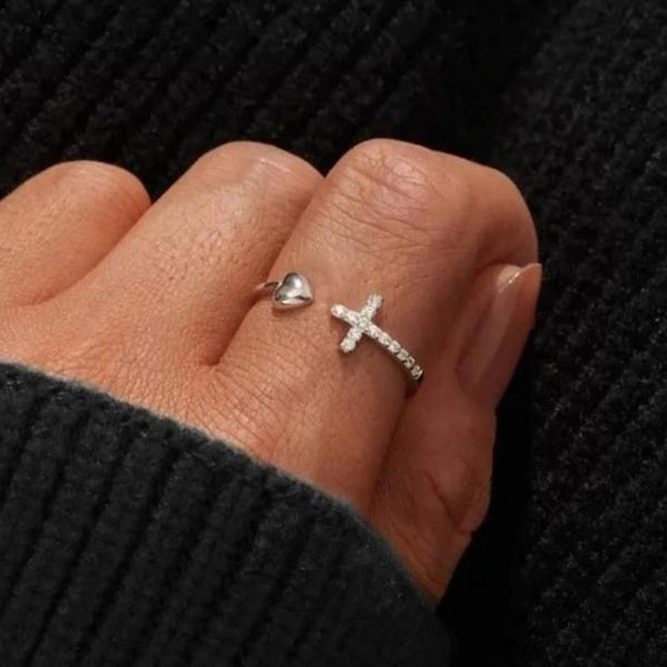 New Fashion Cross Heart Rings for Women Men Daily Casual Accessories Matron Inn