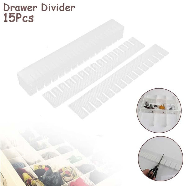 Plastic DIY Grid Drawer Divider Household Necessities Storage Organizer 15 Pcs