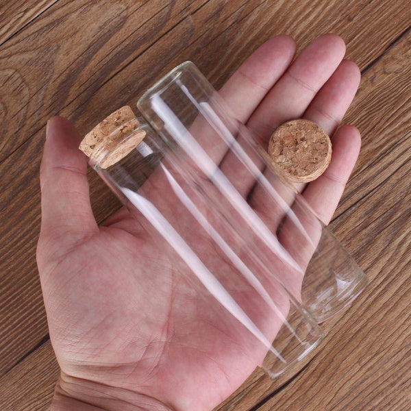 5 pièces Tubes à essai en verre de 60 ml avec bouchon en liège Tubes à essai transparents Verrerie de laboratoire Bocaux à épices Flacons Terrarium 3
