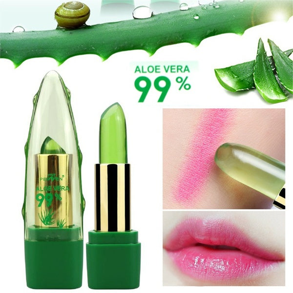 Natural 99% ALOE VERA Change Color Temperatur Jelly Lipstick Long Lasting Moistourizing Lip Balm Lip Makeup