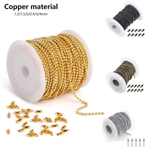 5m-lot Gold Black Bronze silvery Color Metal Ball Bead Chains 1.2-4mm For DIY Necklaces Jewelry Making Findings Accessories Matron Inn