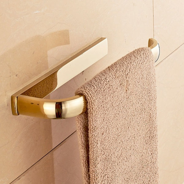 1pc Brass Gold Toilet Paper Roll Holder Towel Bar Holder Hook Wall Mount Bathroom Accessory
