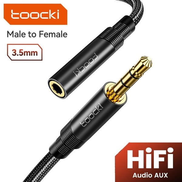 Toocki Jack 3,5 mm mâle vers femelle câble d'extension audio HiFi avec microphone en nylon tressé câble d'extension auxiliaire pour téléphone portabl