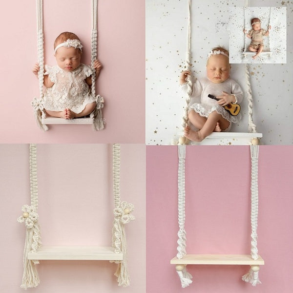 Baby Swing Newborn Photography Props Wooden Chair Babies Furniture Infants Photo Shooting Prop Accessories Fotografia