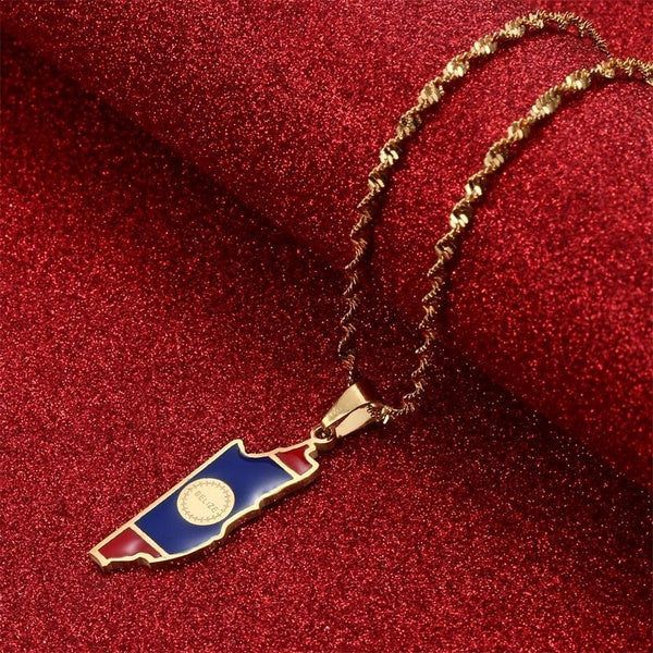 Belize Carte Drapeau Pendentif Collier Charm Belize's Jewelry