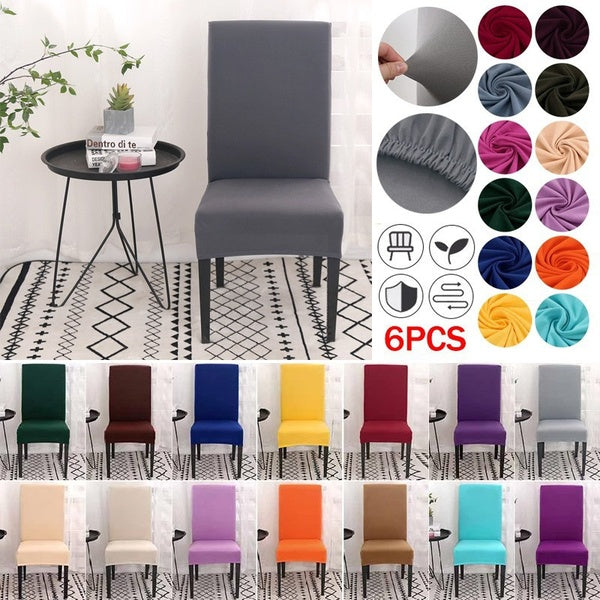 New Upgrade 1-2-4-6Pcs Solid Color Chair Cover Spandex Stretch Elastic Slipcovers Chair Covers For Kitchen Dining Room Wedding Banquet Hotel