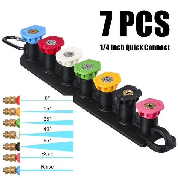 7 Pcs Pressure Washer Nozzle Tips Set with Nozzle Holder, 1-4 Inch Quick Connect, 4000 PSI