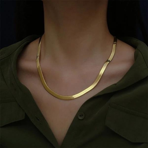 4MM Flat Chain Necklace for Men and Women Luxury Fine Jewelry Wedding Gift Choker Clavicle Necklace