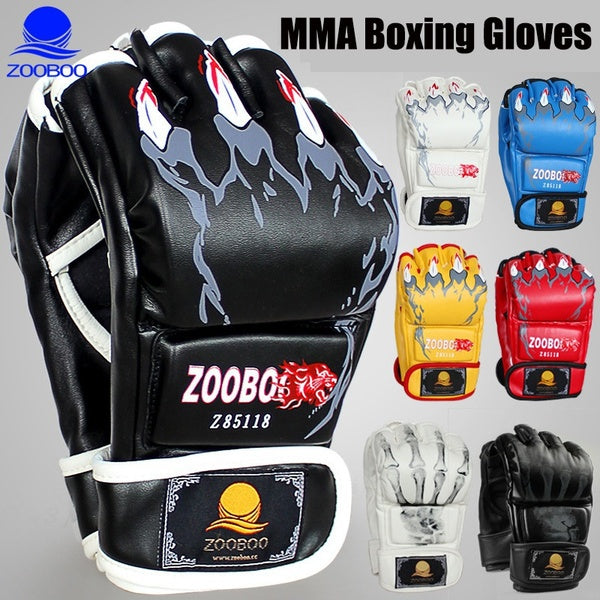 ZooBoo MMA Kickboxing Muay Thai Gants Demi Doigt Gants Boxe Formation Gants de Combat avec Dragonne Réglable