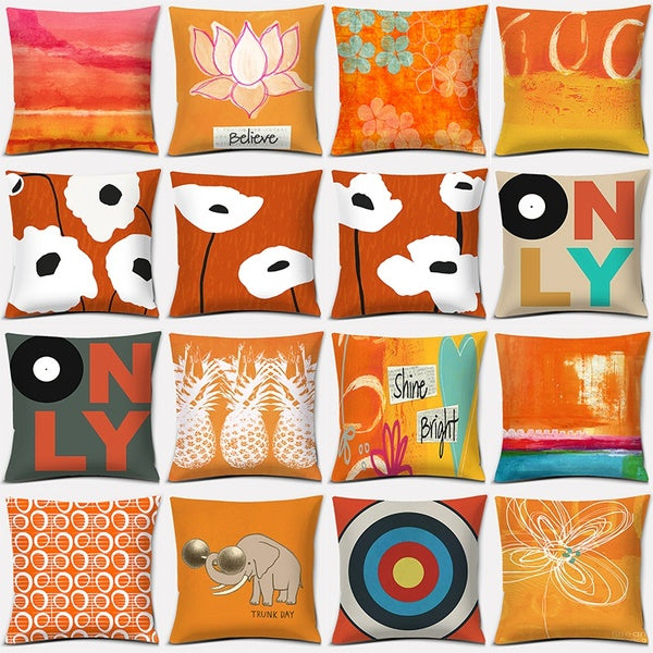 Lively Orange Series Pillow Gift Home Office Decoration Pillow Bedroom Sofa Car Cushion Cover Pillowcase(45cm * 45cm)