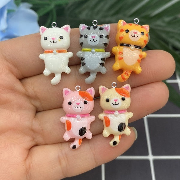10Pcs Kawaii Cute Animal Cat Charms Pendants For Jewelry Making Bracelets Necklace Earrings Making Resin Flat Back Cabochon C295