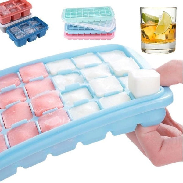 6-24-36 Grids Reusable Square Ice Cube Tray with Lid Mini Ice Tube Maker Mold Stackable DIY Homemade Popsicle Mold for Freezer Ice Cream Party Whiske