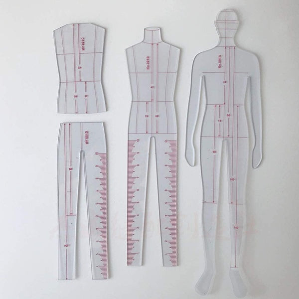 1Set (Man) French Curve Template Ruler Set Drawing Human Dynamic Prototype Ruler Templete for Women Garment Sewing Tools,A4 Pattern Paper Draft Drawi
