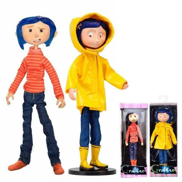 Coraline Doll NECA Coraline Figure Doll The Secret Door Coraline y la Puerta Secreta Raincoat Action Figure Toys Christmas Gift