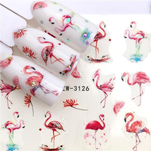 DIY Nail Art Decal Slider Sticker Designs Flamingo Fruit - Flower Series Nail Water Decals Dream ChaserPattern Tranfer Sticker Nail Art Decoration