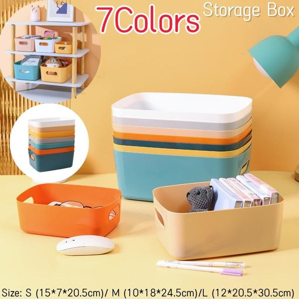 7Colors Desktop Storage Box Rectangular Office Desk Key Cosmetics Storage Basket Kitchen Storage Box (Size:S-M-L)