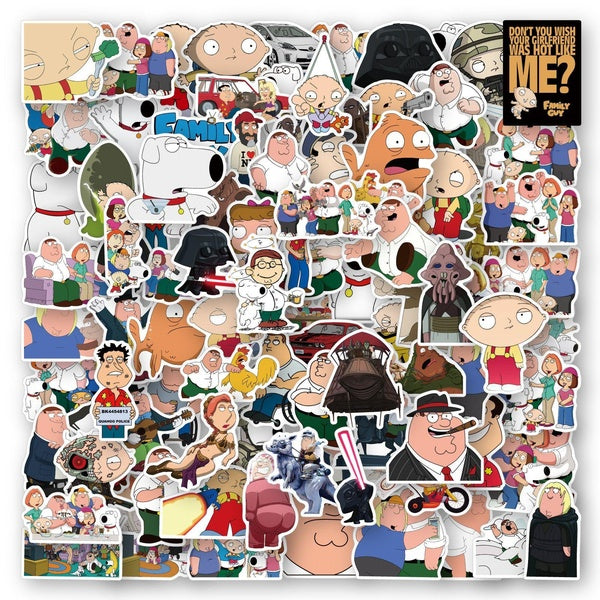 15-100PCS Family Guy stickers water bottle travel case laptop wall stickers skateboard guitar scrapbook PVC waterproof stickers