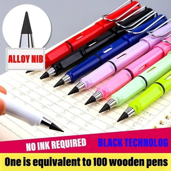 1-5-10pcs Writing Pen, Replacable Pencil Tip,Graphite Plastic Pencil,No-Sharpen Pencils with Eraser,Erasable Inkless Signing Pens for Writing Journa