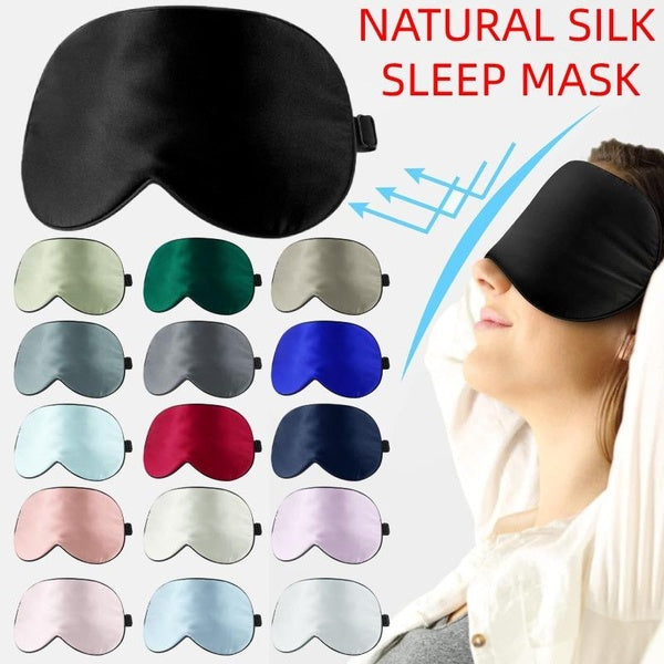 Natural Silk Eye Mask for Sleeping, Sleep Eye Mask for Women and Men, Blindfold with Adjustable Strap, Eye Cover for Night Sleeping, Travel, Nap, Med