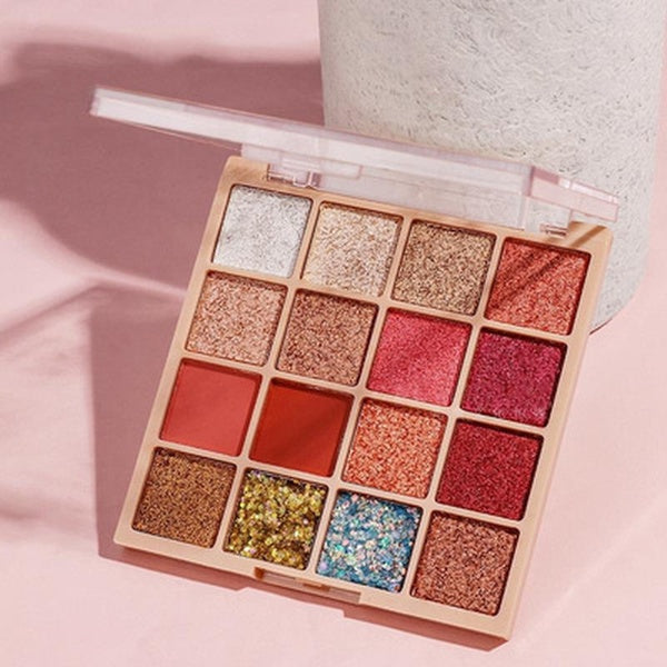 16 color mashed potatoes sequined eyeshadow pearlescent waterproof makeup tray