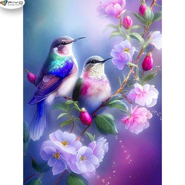 FIYO Birds DIY 5D Diamond Painting Full Drill with Number Kits Home and Kitchen Fashion Mosaic Diamond Painting Canvas Wall Decoration Gift Crafts fo