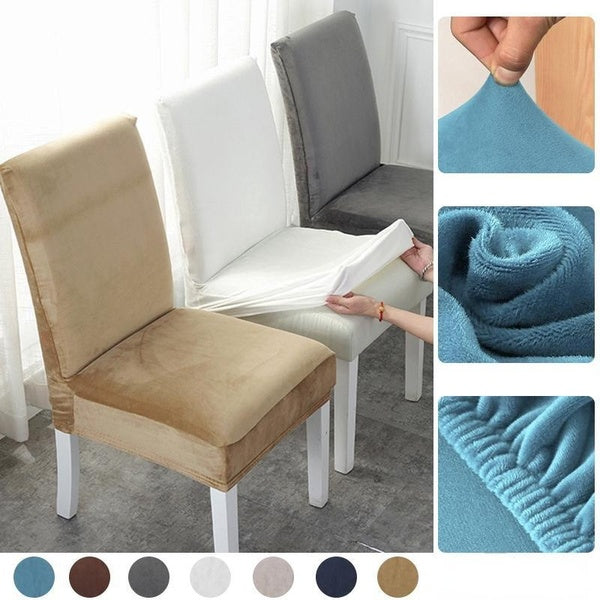 1-2-4PCS Velvet Dining Rooms Chair Covers, Velvet Dining Chairs Slipcover,Chair Slipcover Velvet, Armless Chair Cover for Dining Room, Kitchen Chair