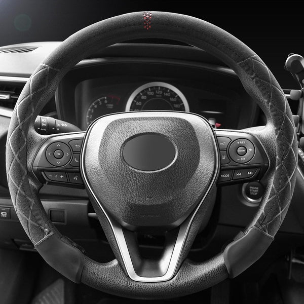 Car Steering Wheel Cover Suede Ultra-Thin Sweat-Absorbing Anti-Slip Handlebar Cover All-Season Universal Plush Car Accessories