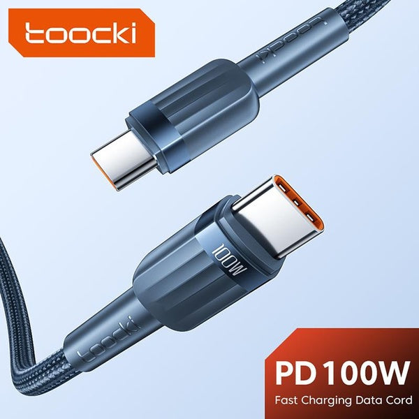 Toocki PD 100W Type-C to Type-C Cable 5A Fast Charging Cable For Samsung S21 S20 Huawei Mate40 Xiaomi Mobile Phones iPad Laptops Type-C Data Cords