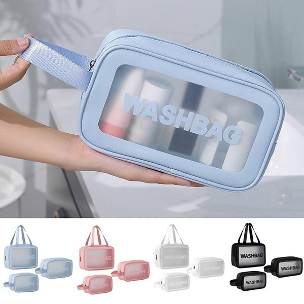 1 sac à cosmétiques étanche, portable, grande capacité, transparent, sac de toilette, voyage, gommage, cosmétiques, sac de rangement, sac de natation