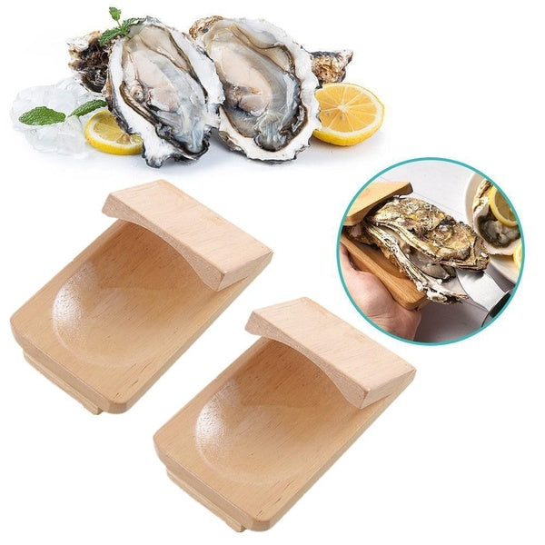 Wood Oyster Shucking Clamp Practical Oyster Holder Clam Shucker Tool Manual Labor-Saving Oysters Opening Tool for Kitchen Cooking Household 1-2-3pcs