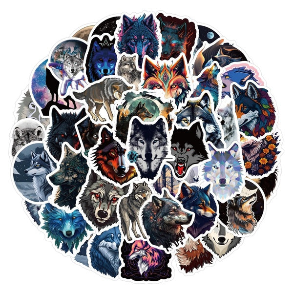 10-60Pcs Wolf Stickers Beast Animal Graffiti Stickers for DIY Luggage Laptop Skateboard Motorcycle Bicycle Stickers
