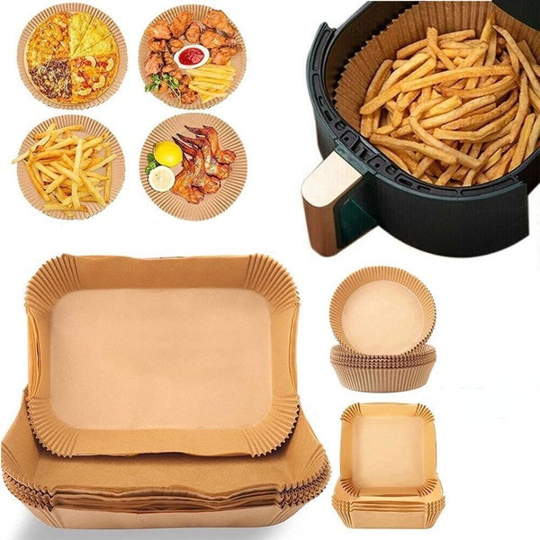 100-50-25-10-3pcs Air Fryer Parchment Paper,Disposable Parchment Paper with Square and Round Shapes Liner Non-Stick Mat Oil Proof Absorber Kitchen Ov