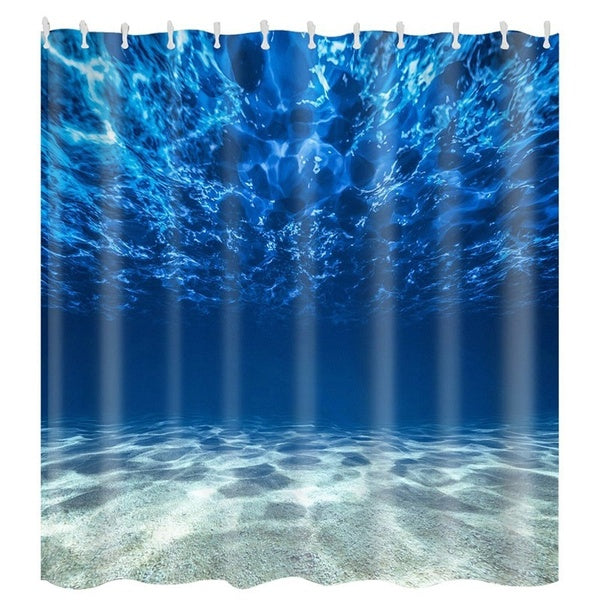 Ocean Shower Curtain Waterproof Mould Proof Resistant Bathroom Curtain Washable Bath Curtain Polyester Fabric 3D Shower Curtains for Bathroom with 12