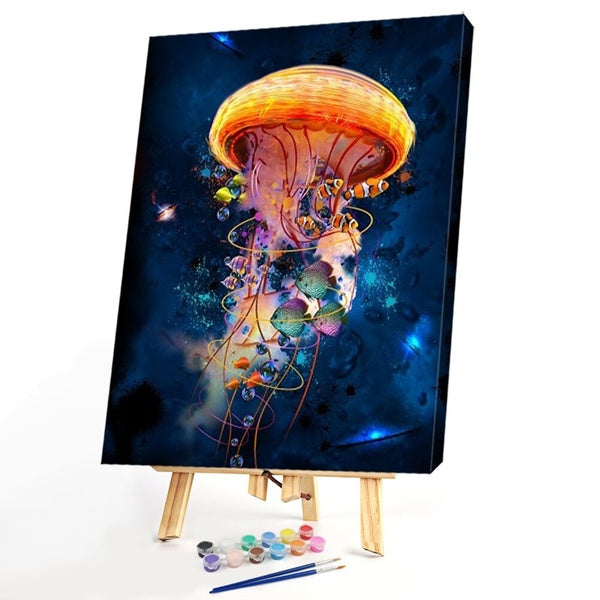 Paint By Numbers - Jellyfish FIYO Diy Oil Paint by Numbers Kits for Adults and Kids Beginner on Canvas Fashion Oil Painting Wall Art for Gift( No Fra