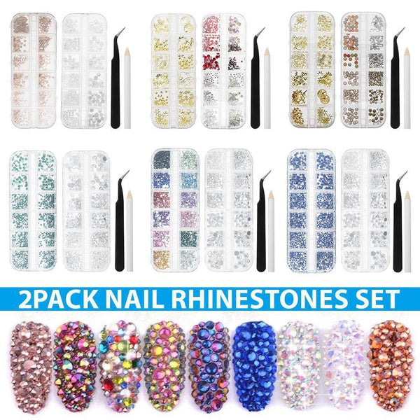 840-3040Pcs Mixed Size Nail Rhinestones 3D Crystal Strass Charm Gems DIY Manicure Nail Art Decorations Jewelry Making Accessories