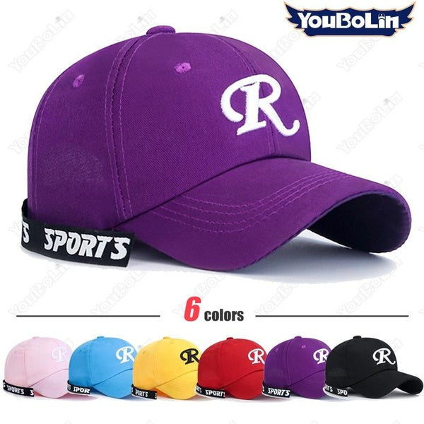 Convient pour les jeunes hommes et les femmes de la mode Version coréenne de la lettre « R » Broderie Ruban Design Casquette de baseball en pur coton