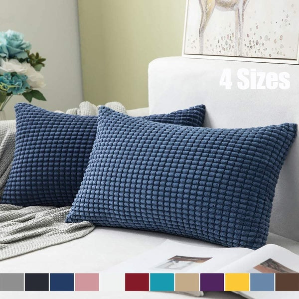 Velvet Home Decor Lumbar Pillow Cover Zippered Sofa Cushion Covers Protector Rectangle Pillowcase 4 Sizes